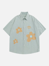 Flower Applique Short Sleeve Shirts